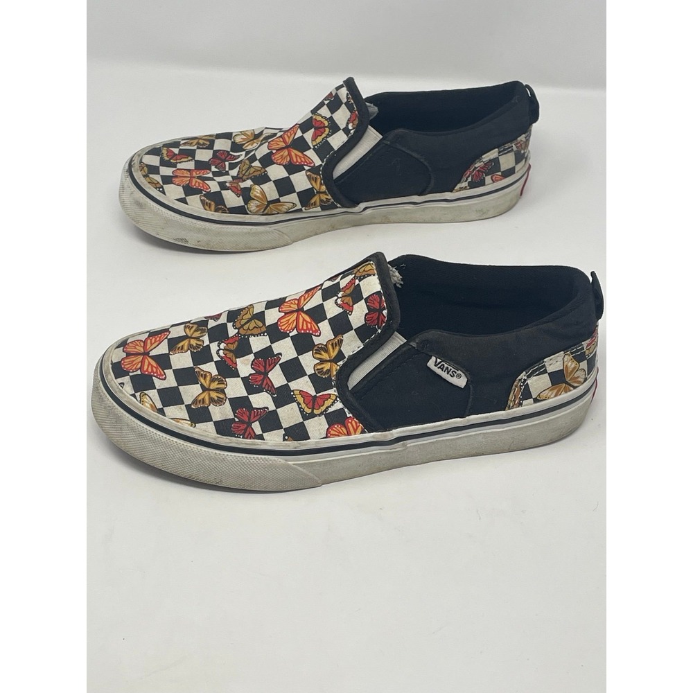 Vans Asher Butterfly Checkerboard Slip On Shoes Girls Size 4 / Womens 5.5 Skate - Picture 4 of 12
